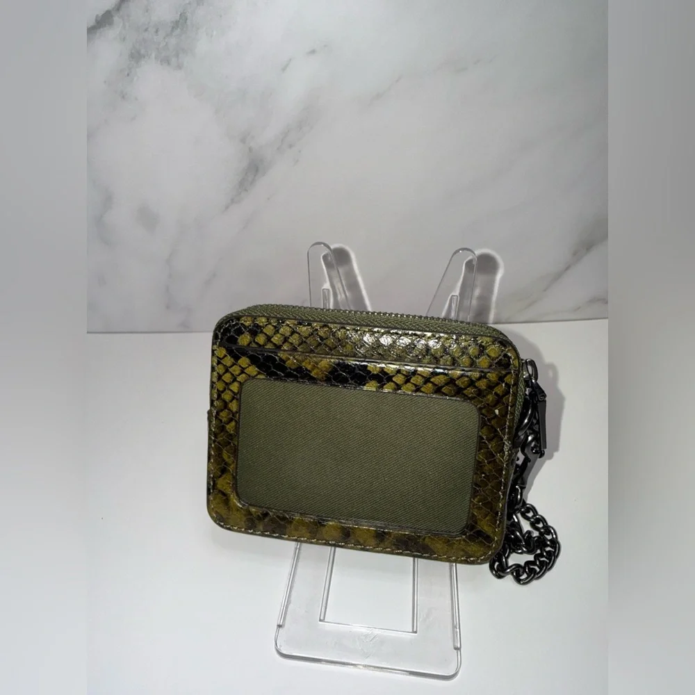 Coach Olive Snake Print Card Holder with Chain Tags Included